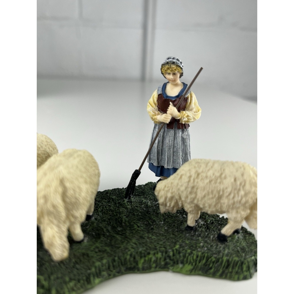 Lang & Wise Colonial Williamsburg Sheep Shepherdess & Split Rail Fence NEW - Picture 12 of 16